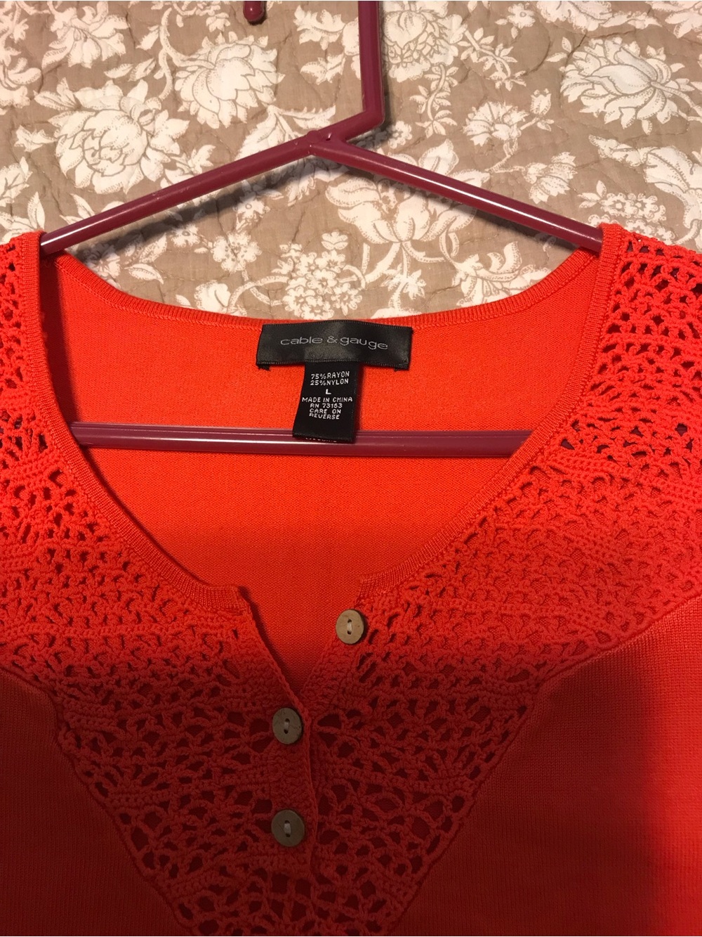 Cable & Gauge Orange Crochet-Trim Sleeveless Tank - Picture 4 of 6